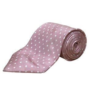 Vintage Brooks Brothers Pink & White Polka Dot Silk Necktie